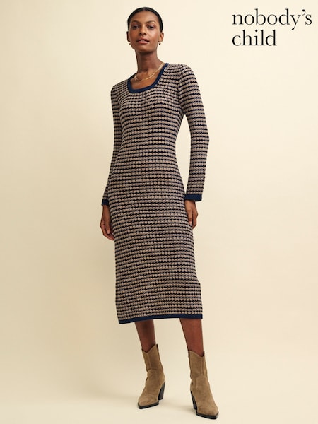 Nobodys Child Multi Textured Stripe Flare Sleeve Midi Dress Stripe (623270) | €26