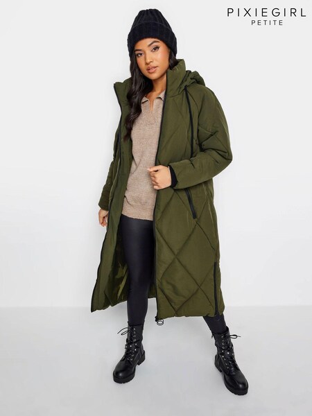 Green - PixieGirl Petite Diamond Puffer Coat (623304) | 375 LEI