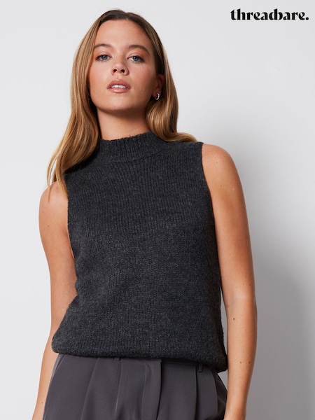 Gri - Threadbare Tricou la baza gâtului maiou cu bretele late (623400) | 114 LEI