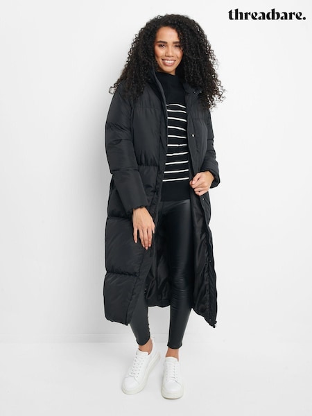 Threadbare Black Longline Hooded Padded Jacket (623822) | €31