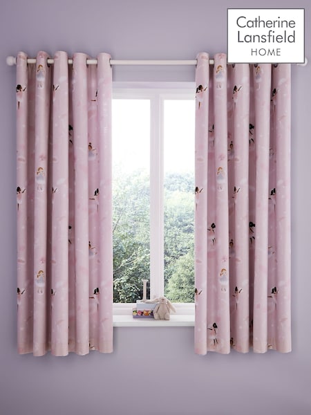 Catherine Lansfield Pink Dancing Fairies Reversible Lined Eyelet Curtains (623887) | R$ 495