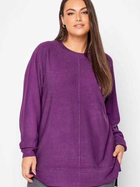 Violet - Pulover din cașmir cu tiv asimetric Yours Curve (623922) | 85 LEI
