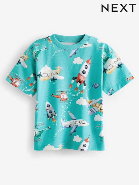 Blue All-Over Print Short Sleeve T-Shirt (3mths-7yrs) (624068) | €6 - €8