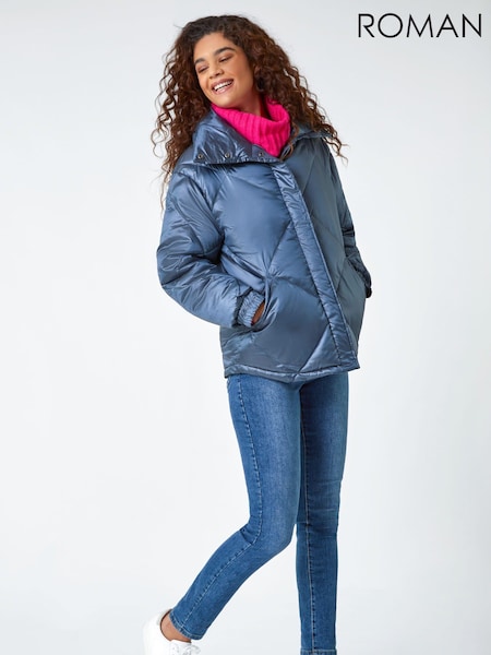 Roman Blue Diamond Quilted Puffer Coat (624271) | €41.50