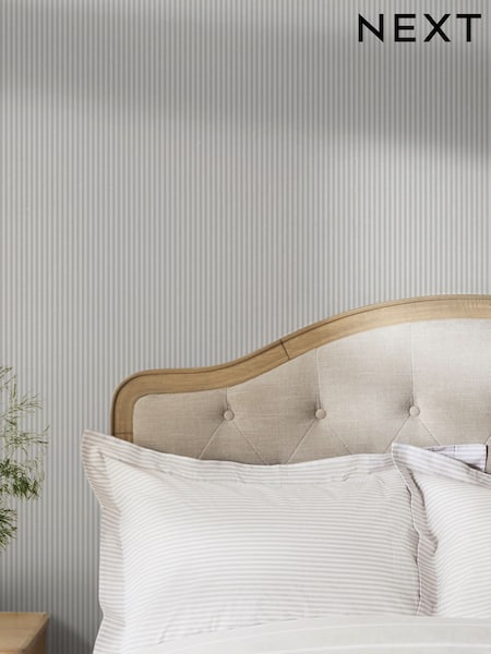 Mocha Ticking Stripe 10m Wallpaper
