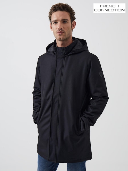 French Connection Black Hooded Trench Coat (624575) | ₪327