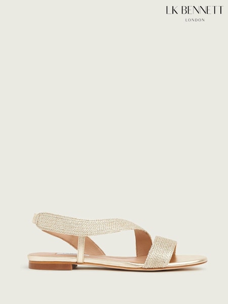 LK Bennett Metallic Rachel Metallic Rope Flat Sandals (625043) | €293