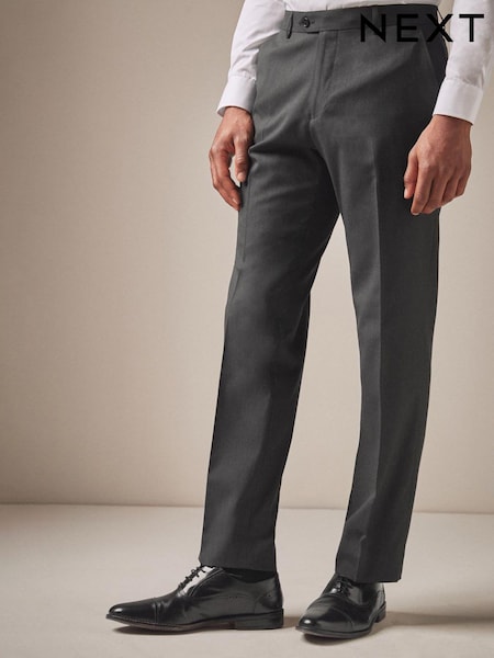 Charcoal Grey Regular Fit Stretch Smart Trousers (625147) | 119 QAR