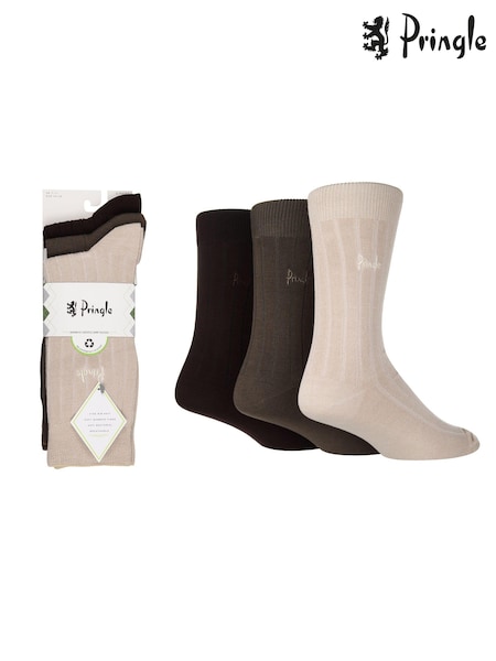 Бежевый - Pringle Classic Bamboo Rib Socks 3 Pack (625559) | €9