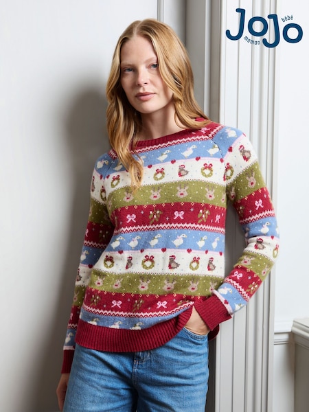 Daudzkrāsaini Ziemassvētki - Jojo Maman Bébé Women's Long Sleeve Fairisle Jumper