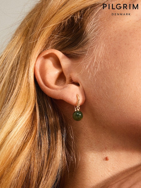 Grön - PILGRIM Gold Plated Earrings (625755) | kr530