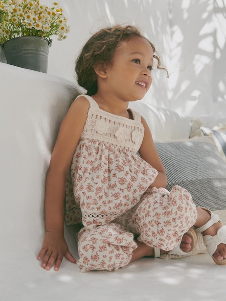 Коричнево-рыжий - Floral Print Co-Ord Shirt and Trousers Set (3mths-7yrs) (625856) | €23 - €27