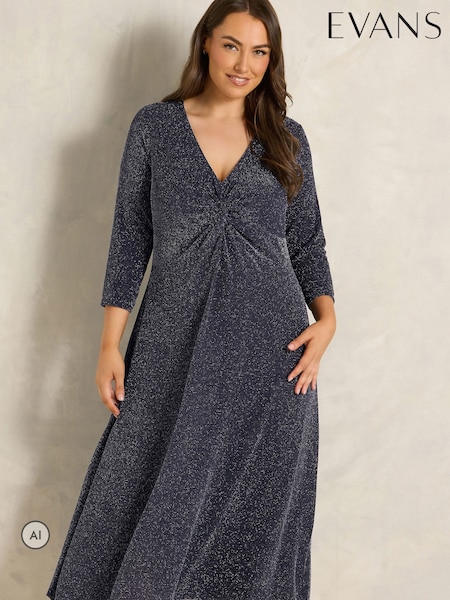 Көк - Evans Sparkle Knot Front Dress