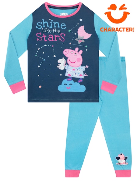 Character Pink Peppa Pig Long Sleeved Girls 100% Cotton Pyjama Set (626119) | AED35