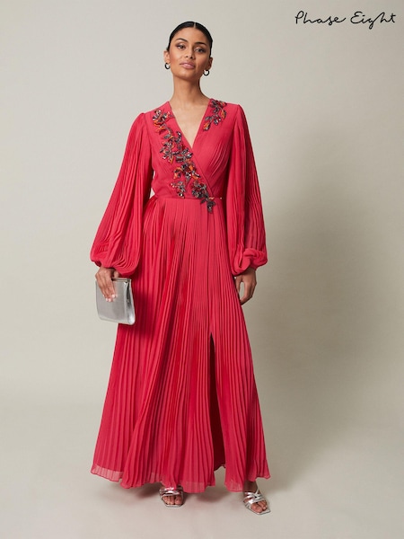 Phase Eight Pink Lillian Pleated Wrap Maxi Dress (626475) | €204
