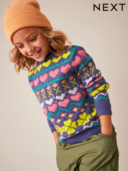 Navy Blue Fairisle Pattern Jumper (3-16yrs) (626509) | €13 - €15.50