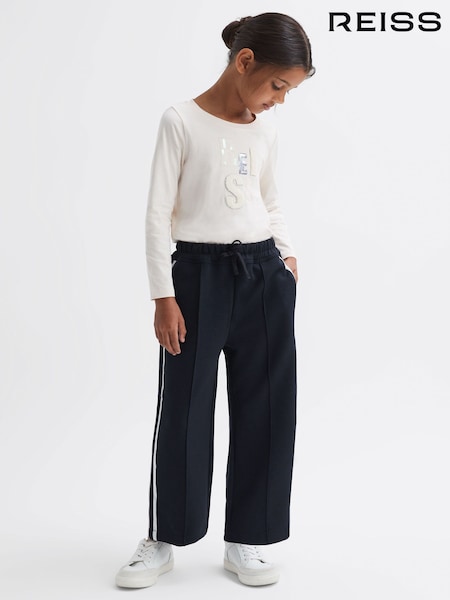 Reiss Navy Tayana 4-9 yrs Wide Leg Side Stripe Joggers (626522) | €61