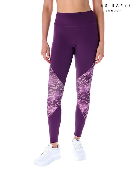 أرجواني - Ted Baker Sport High Support Print Panel Leggings