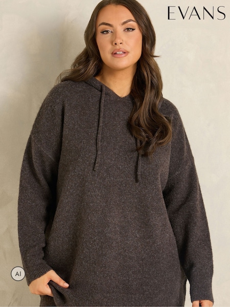 Brown - Evans Knitted Hoodie