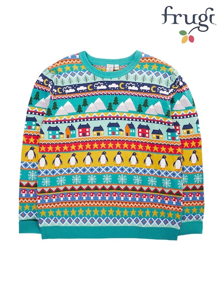 Blue - Regular Frugi Grown Ups Christmas Forest Jumper
