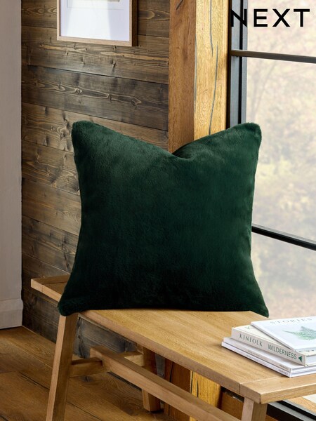 Green 59 x 59cm Plush Faux Fur Cushion (626847) | €12.50