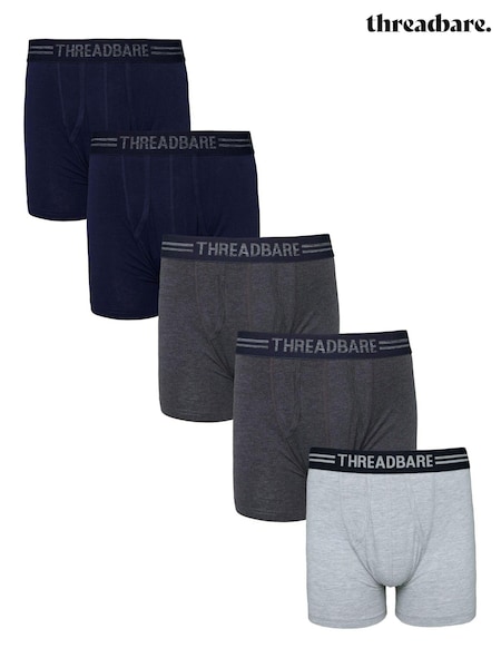 Threadbare Black/Slate/Grey A-Front Trunks 5 Pack (626978) | AED159