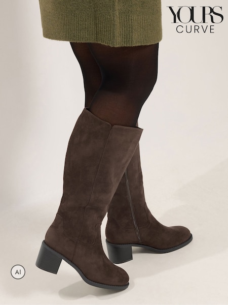 Brązowy - Yours Curve Western Boots In Extra Wide Eee Fit