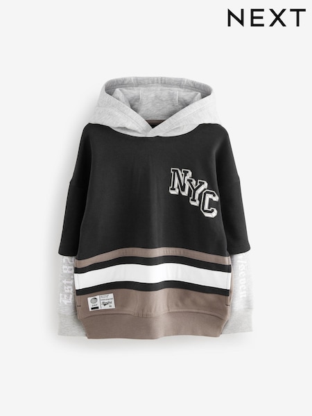 Black/Brown Varsity Graphic Hoodie (3-16yrs) (627287) | €10 - €12