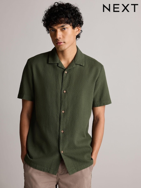 Зеленый - 100% Cotton Textured Waffle Short Sleeve Shirt (627426) | €10