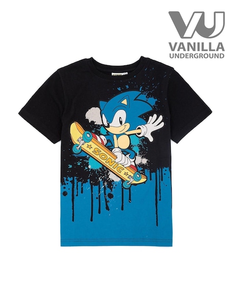 Vanilla Underground Sonic the Hedgehog Skating Boys 100% Cotton Black T-Shirt (627427) | €20