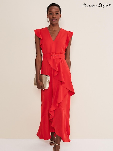 Phase Eight Red Phoebe Frill Maxi Dress (627444) | €102