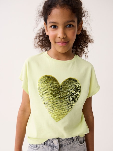 Lime Green Heart Sequin T-Shirt (3-16yrs) (627547) | € 9 - € 14