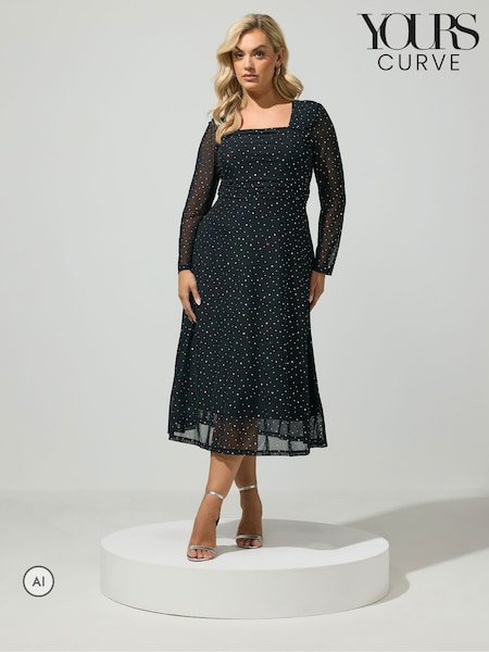 Black - Yours Curve London Sequin Mesh Maxi Dress