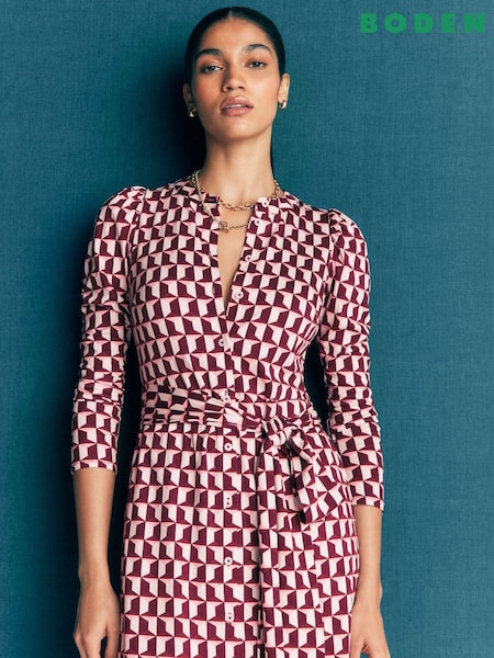 Purple - Boden Honor Column Jersey Midi Dress
