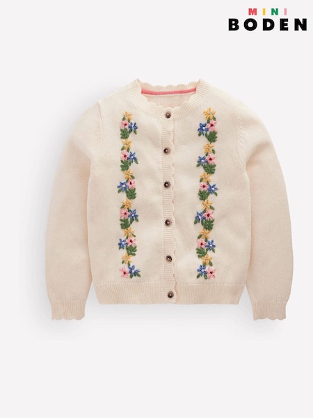 Crema - Cárdigan con lindo bordado de Boden