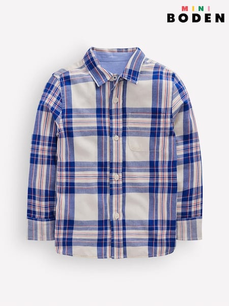 Blue - Boden Cosy Cotton Check Shirt