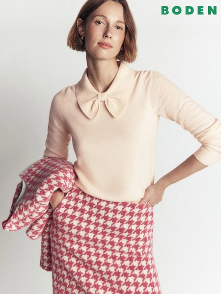 Cream - Boden Bow Neck Knitted Jumper
