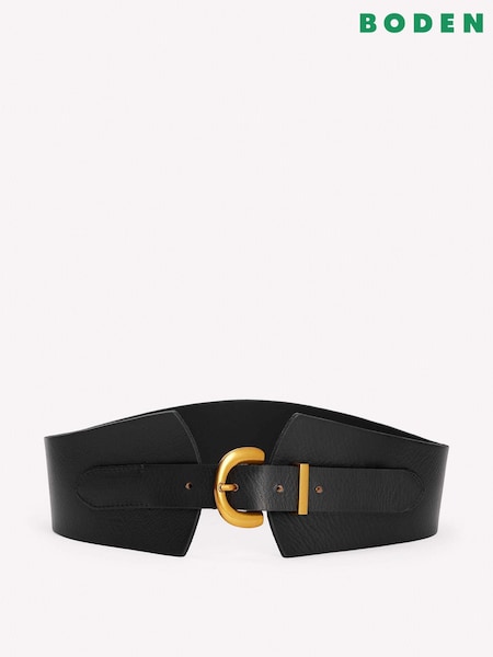 Black - Boden Leather Wide Waist Belt