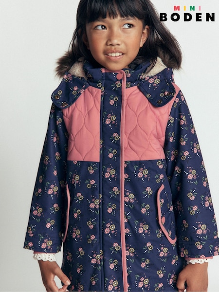 Blue - Boden Joni Quilted Parka Coat