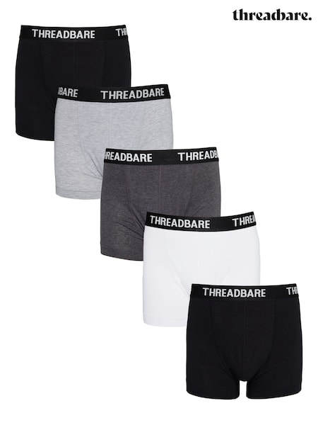 Negru/Gri - Threadbare boxeri hipster de 5 perechi de boxeri (628581) | 179 LEI