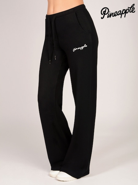 Negru - Pineapple Relaxed Wide Leg Jogger Trousers