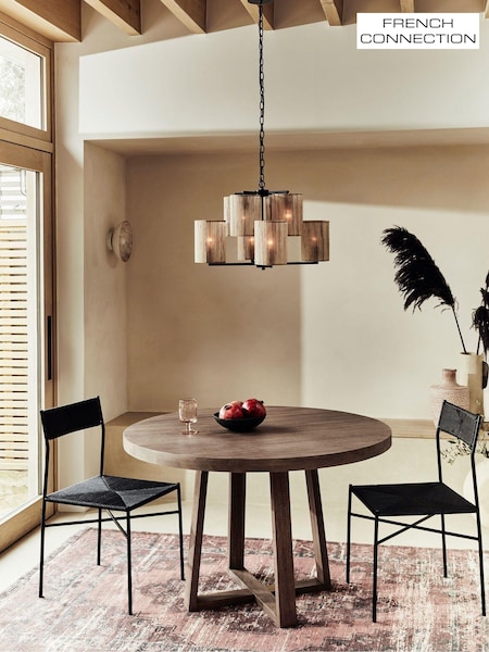 French Connection Dark Mango Wood Laredo 4 Seater Round Dining Table (628707) | €820