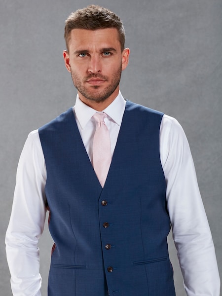 Bright Blue Signature Tollegno Wool Regular Fit Suit Waistcoat (628860) | 59 QAR