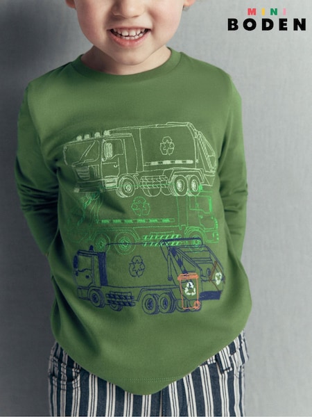 Green - Boden Linear Stitch T-shirt