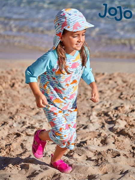 JoJo Maman Bébé Blue Dinosaur UPF 50 2-Piece Sun Protection Suit (628980) | €40