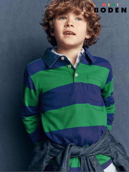 Green - Boden Long Sleeve Smart Polo Shirt
