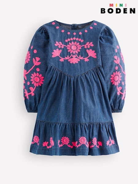 Bleu - Robe Boden Celia à manches ailes
