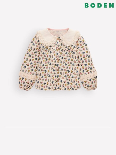 Cream - Boden Broderie Collar Jersey Top