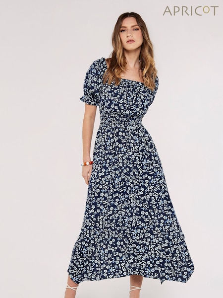 Apricot Blue Sarasa Micro Floral Milkmaid Dress (629149) | €50