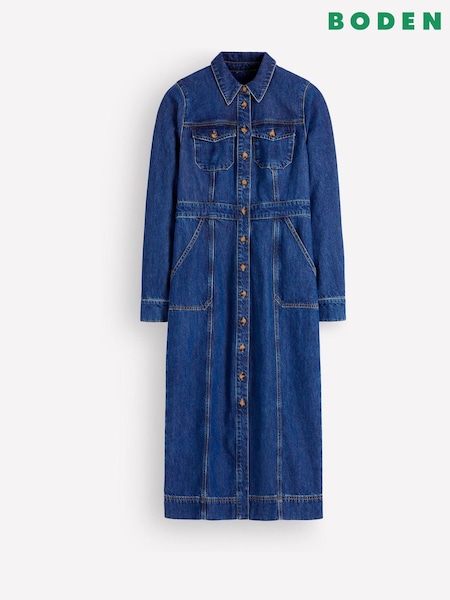 Blue - Boden Fleur Denim Midi Dress